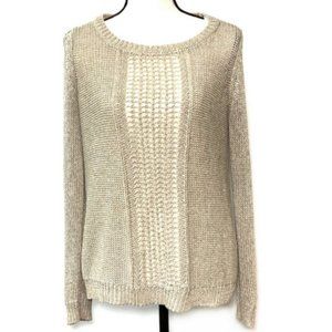 Lucky Brand Gold Thread Open Knit Sweater Size M
